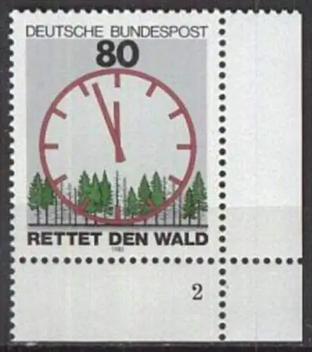 DEUTSCHLAND 1985 Mi-Nr. 1253 Eckrand mit Formnummer ** MNH