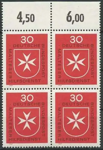 DEUTSCHLAND 1969 Mi-Nr. 600 Viererblock ** MNH