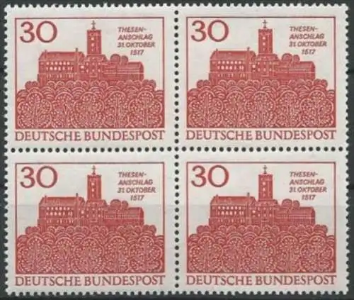 DEUTSCHLAND 1967 Mi-Nr. 544 Viererblock ** MNH