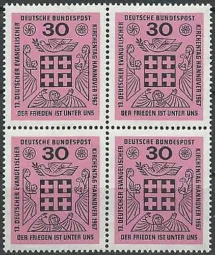 DEUTSCHLAND 1967 Mi-Nr. 536  Viererblock ** MNH