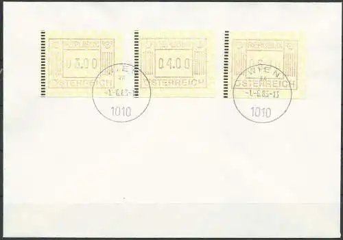 ÖSTERREICH 1983 Mi-Nr. ATM 1 Satz 1 Automatenmarken FDC