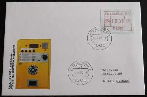 LUXEMBURG 1983 Mi-Nr. 1 Automatenmarke FDC