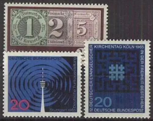 DEUTSCHLAND 1965 Mi-Nr. 480, 481, 482 ** MNH