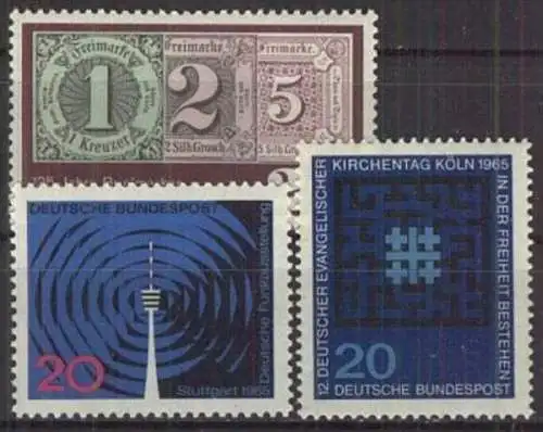 DEUTSCHLAND 1965 Mi-Nr. 480, 481, 482 ** MNH