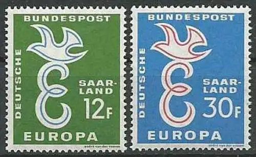 SAARLAND 1958 MI-Nr. 439/40 ** MNH