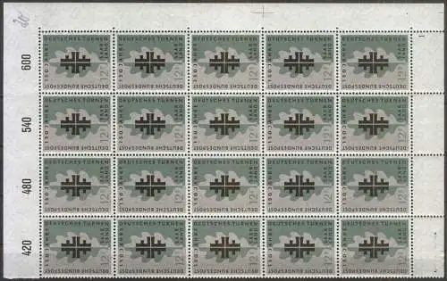 SAARLAND 1958 MI-Nr. 437 20er Bogenecke  Formnummer 1 ** MNH