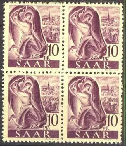 SAARLAND 1947 Mi-Nr. 210 Viererblock ** MNH