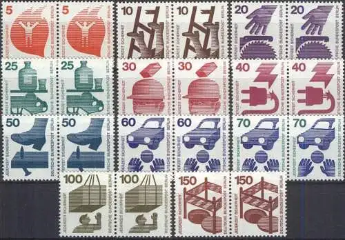 BERLIN 1971 Mi-Nr. 402/11 + 453 A waagerechte Paare ** MNH