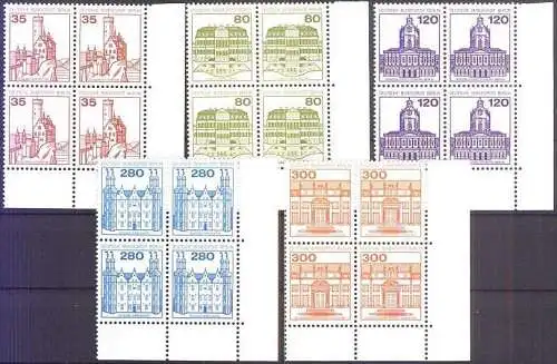 BERLIN 1982 Mi-Nr. 673/77 Eckrand-Viererblocks ** MNH