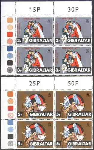 GIBRALTAR 1971 Mi-Nr. 284/85 Eckrand-Viererblocks ** MNH