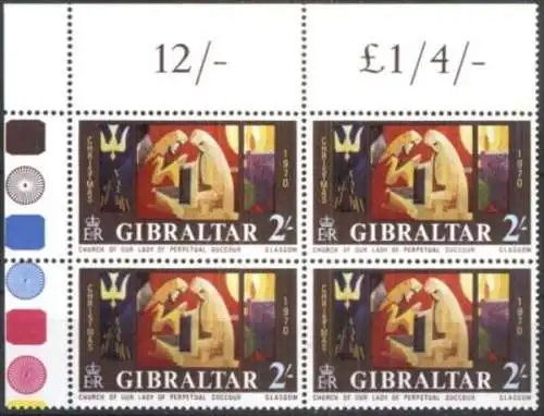 GIBRALTAR 1970 Mi-Nr. 243 Eckrand-Viererblock ** MNH