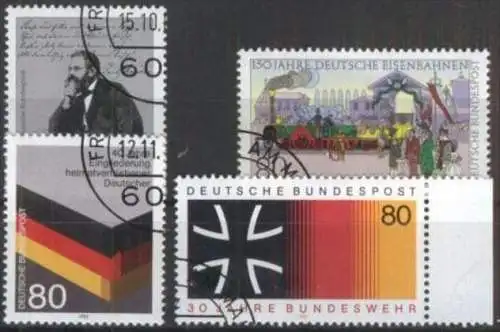 DEUTSCHLAND 1986 Mi-Nr. 1263, 1264, 1265, 1266 o used - aus Abo