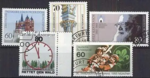 DEUTSCHLAND 1985 Mi-Nr. 1250, 1251, 1252, 1253, 1254 o used - aus Abo