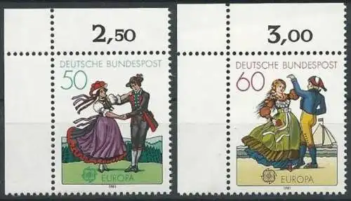 DEUTSCHLAND 1981 Mi-Nr. 1096/97 Eckrand ** MNH