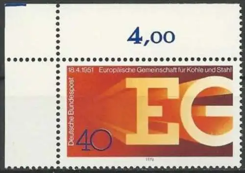 DEUTSCHLAND 1976 Mi-Nr. 880 Eckrand ** MNH