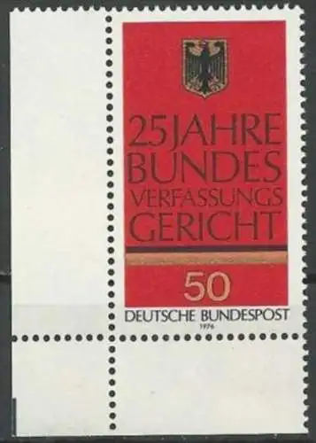 DEUTSCHLAND 1976 Mi-Nr. 879 Eckrand ** MNH