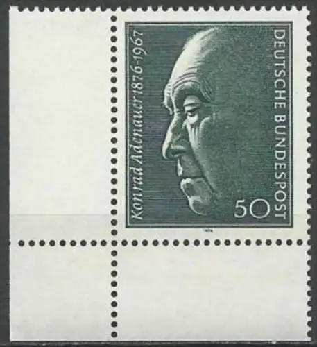 DEUTSCHLAND 1976 Mi-Nr. 876 Eckrand ** MNH