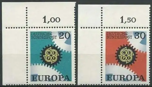 DEUTSCHLAND 1967 Mi-Nr. 533/34 Eckrand ** MNH