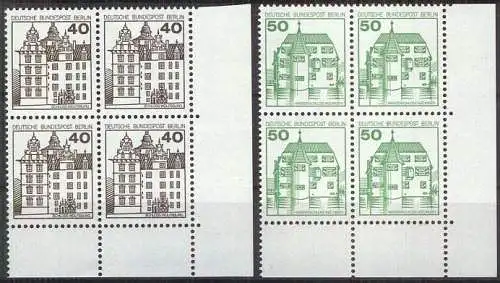 BERLIN 1980 Mi-Nr. 614/15 Eckrand-Viererblocks ** MNH