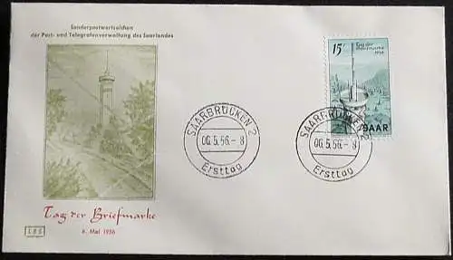 SAARLAND 1956 Mi-Nr. 369 FDC