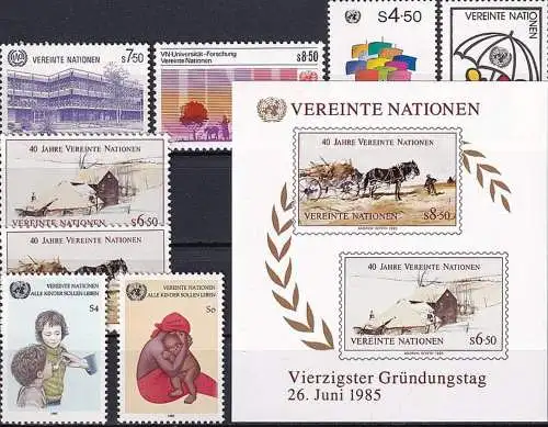 UNO WIEN 1985 Mi-Nr. 47-54 kompletter Jahrgang/complete year set ** MNH