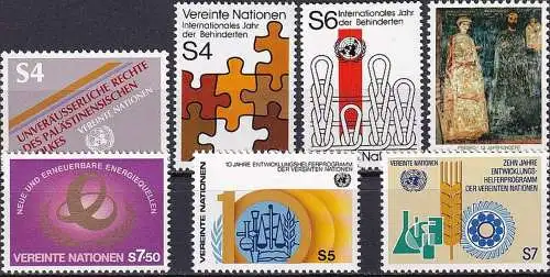 UNO WIEN 1981 Mi-Nr. 16-22 kompletter Jahrgang/complete year set ** MNH