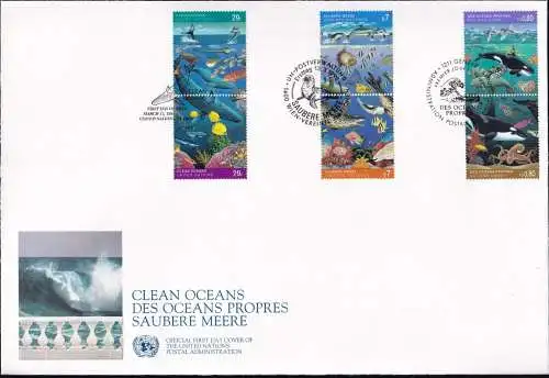 UNO NEW YORK - WIEN - GENF 1992 TRIO-FDC saubere Meere