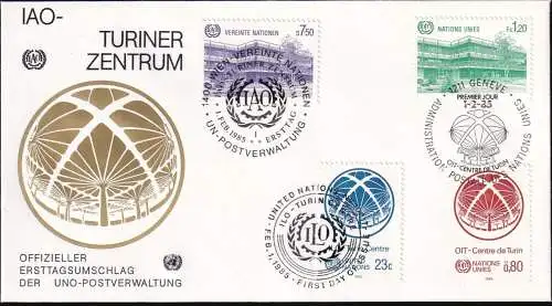 UNO NEW YORK - WIEN - GENF 1985 TRIO-FDC IAO Turiner Zentrum