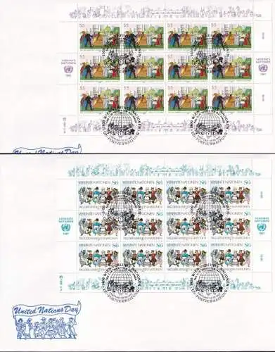 UNO WIEN 1987 Mi-Nr. 75/76 FDC Kleinbogen