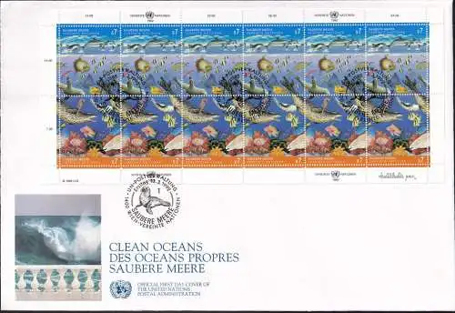 UNO WIEN 1992 Mi-Nr. 127/28 FDC Kleinbogen