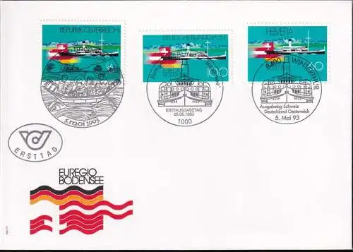 SCHWEIZ 1993 Mi-Nr. 1501 mit Deutschland und Österreich FDC