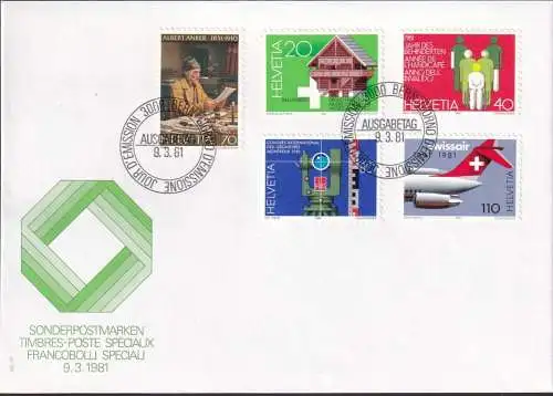 SCHWEIZ 1981 Mi-Nr. 1191/95 FDC