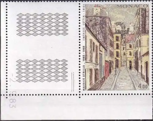 MONACO 1983 Mi-Nr. 1596 ** MNH Eckrand Leerfeld Druckdatum