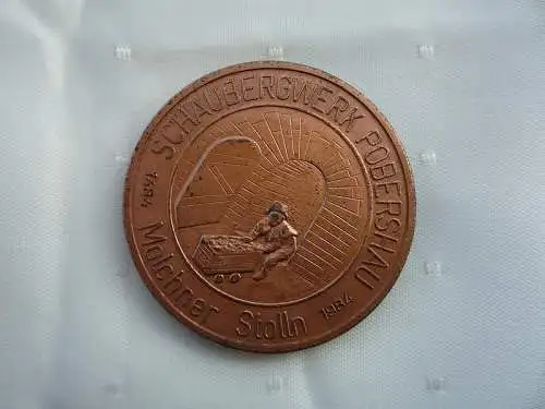 Kupfermedaille 1984. Schaubergwerk Pobershau/Marienberg. Ausbeute, Bergbau, Hüttenwesen, Molchner Stolln