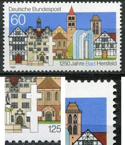 BRD Nr.1271    ** mint    (4713) Schw.punkt am Himmel rechts / f19 -sowie schw.Pkt im ob.weißen Kreuz (Jahr:1986)