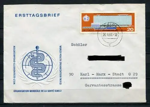 DDR 1178 PF I auf Brief Weida (B518) Plattenfehler - h statt n in Genf