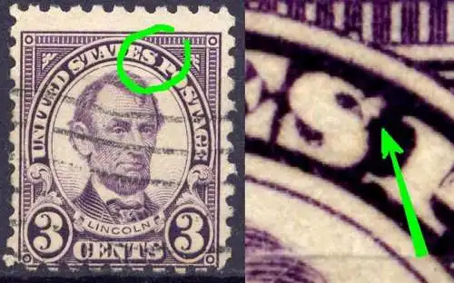 USA Nr.264 C        O  used      (6823)  zweites S von STATES oben beschädigt / Druckzufälligkeit oder Plattenfehler