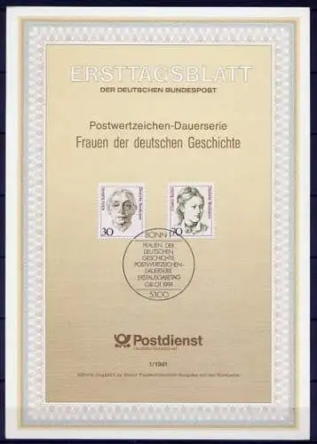 BRD Nr.1488/9 Ersttagsblatt ETB 1/1991        (001) Freimarken Frauen