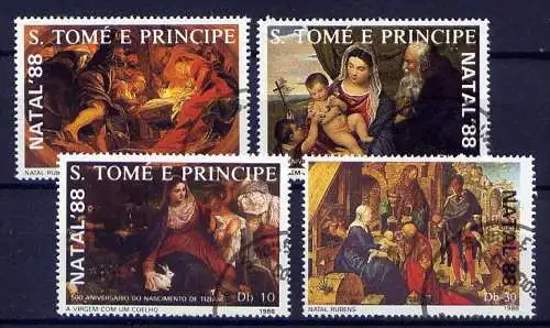 Sao Tome und Principe Nr.1088/91 komplett         O used       (008) Kunst Gemälde Weihnachten