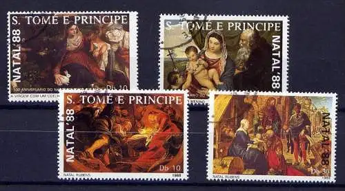 Sao Tome und Principe Nr.1088/91 komplett         O used       (007) Kunst Gemälde Weihnachten