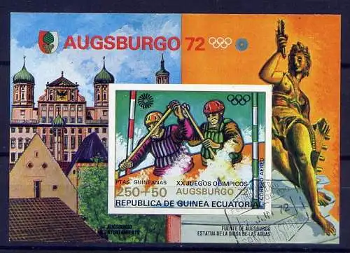 Äquatorial-Guinea Block 9         O  used       (006) Olympiade 1972 München Kanuslalom