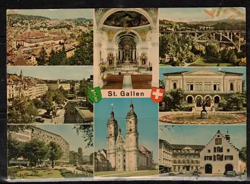 [Echtfotokarte farbig] 428 * ST.GALLEN * IN 8 ANSICHTEN * 1972 **!!. 