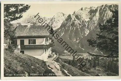 Hoher Kranzberg - Mittenwald mit Karwendel - Foto-Ansichtskarte - Verlag A. Irl Mittenwald