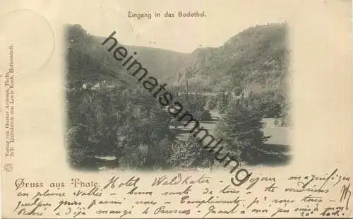 Bodethal - Eingang - Verlag Gustav Andreas Thale gel. 1899