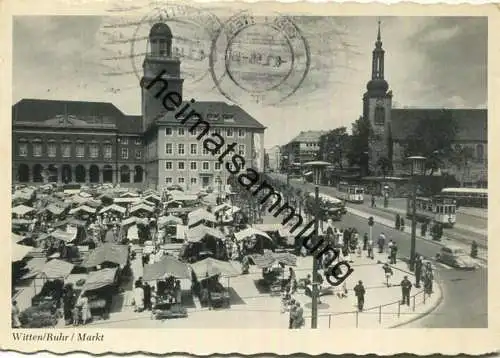 Witten - Markt - Strassenbahn - AK-Grossformat - gel. 1956