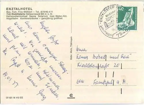 Enzklösterle - Enztalhotel - Besitzer Familie Frey-Wöhlert - Verlag Gebr. Metz Tübingen