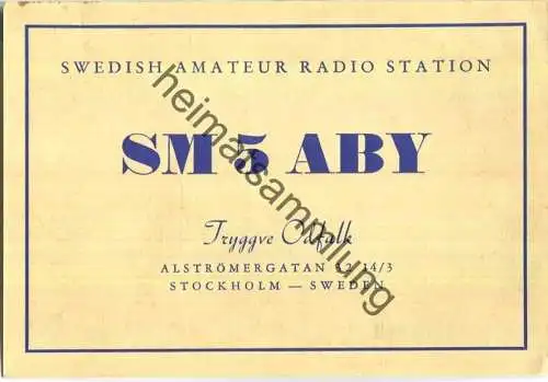 QSL - Funkkarte - SM5ABY - Sweden - Stockholm - 1958