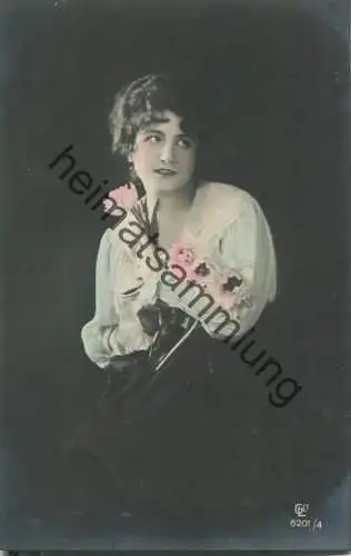 Junge Frau mit Blumen im Arm - Verlag GL Co. 6201/4 Gustav Liersch Berlin