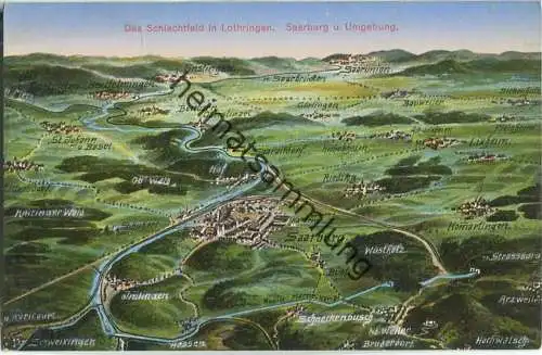 Schlachtfeld in Lothringen - Saarburg - Vogelschau - Verlag Emil Hartmann Strassburg