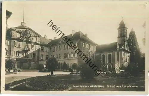 Insel Mainau - Schloss und Schlosskirche - Foto-Ansichtskarte - Verlag Emil Hartmann Mannheim